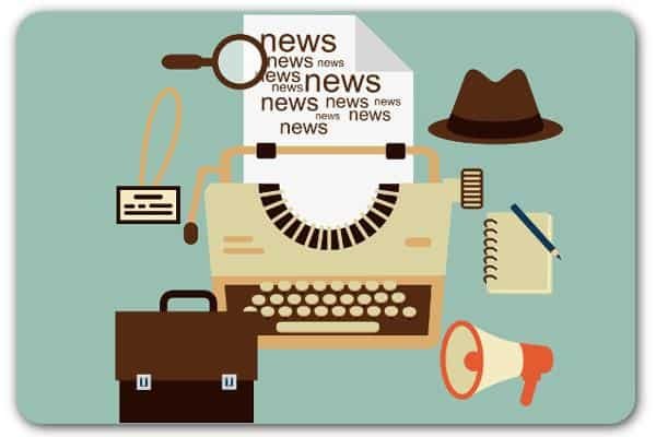Cartoon a typewriter with a piece of paper with 