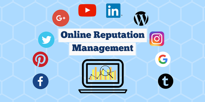 Hexagons on a blue background with popular company icons like Twitter, Facebook, Pinterest, Google, Youtube, Wordpress and LinkedIn in a semi-circle above a laptop with the title 
