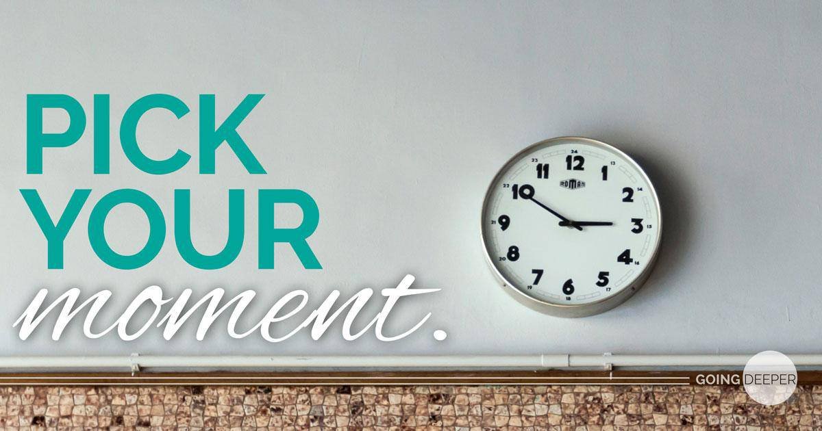 Picture of a clock on a wall with the slogan 